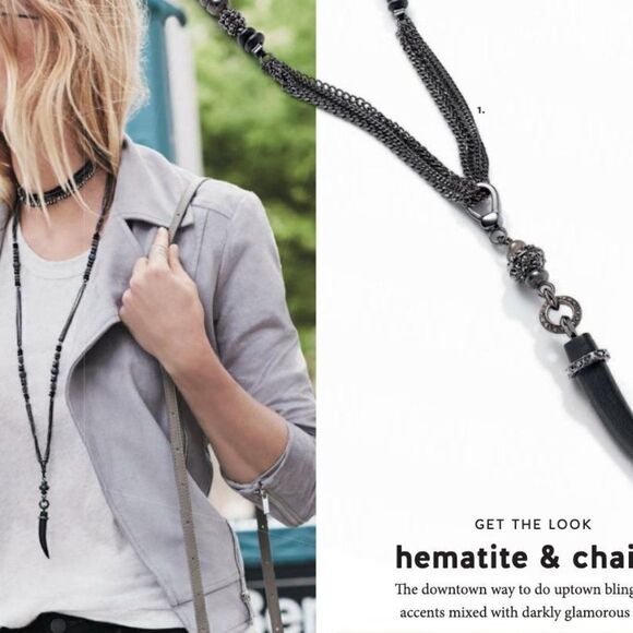 Stella & Dot 'Retired' Arlo Horn Pendant Necklace - Picture 1 of 6